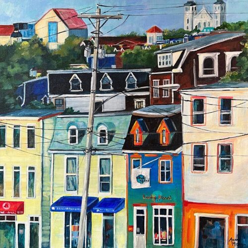 Jelly Bean Row Houses St.Johns - original art by artist Anne More - SOLD